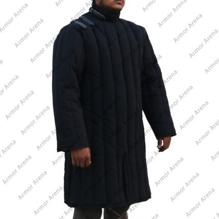 Front Closed Long Sleeves Gambeson with Straight Bottom and Neck Closing with Leather Strap